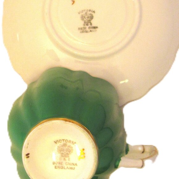 Antique (a Shelly look) Victoria C&E 1912 emerald green Bone China England - Picture 4 of 6